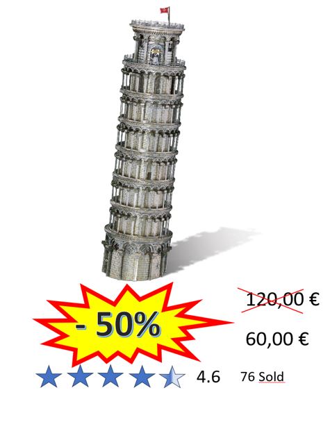 Maqueta TORRE DE PISA inclinada metálica (4,5X16,8 cm) 127 pcs.